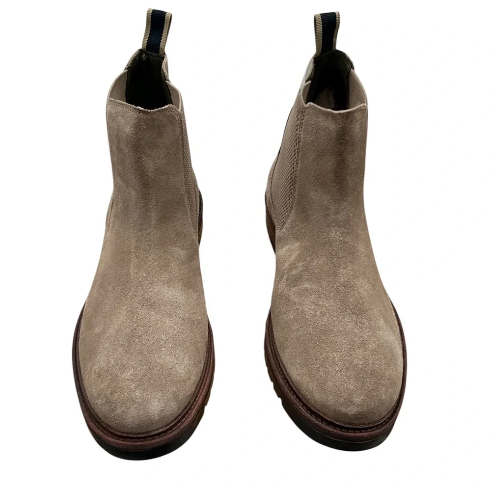 Steve Madden Mens Suede Chelsea Boots Taupe Brown Lug Sole Pull On Size 10